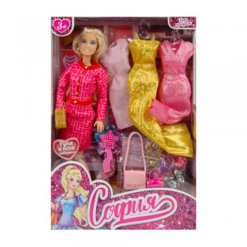 Кукла 29см София, руки и ноги сгиб, 3 комплекта одежды, аксессуары Медведь Калуга