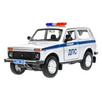 380112 Машина металл свет-звук LADA lada 4x4, 18.5 см, двер, кап,баг,ин,ПОЛИЦИЯ сер Технопарк в кор.2*18шт Медведь Калуга