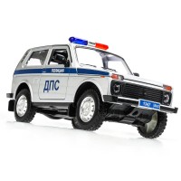 380112 Машина металл свет-звук LADA lada 4x4, 18.5 см, двер, кап,баг,ин,ПОЛИЦИЯ сер Технопарк в кор.2*18шт Медведь Калуга