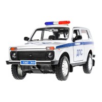 380112 Машина металл свет-звук LADA lada 4x4, 18.5 см, двер, кап,баг,ин,ПОЛИЦИЯ сер Технопарк в кор.2*18шт Медведь Калуга