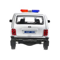 380112 Машина металл свет-звук LADA lada 4x4, 18.5 см, двер, кап,баг,ин,ПОЛИЦИЯ сер Технопарк в кор.2*18шт Медведь Калуга