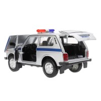 380112 Машина металл свет-звук LADA lada 4x4, 18.5 см, двер, кап,баг,ин,ПОЛИЦИЯ сер Технопарк в кор.2*18шт Медведь Калуга