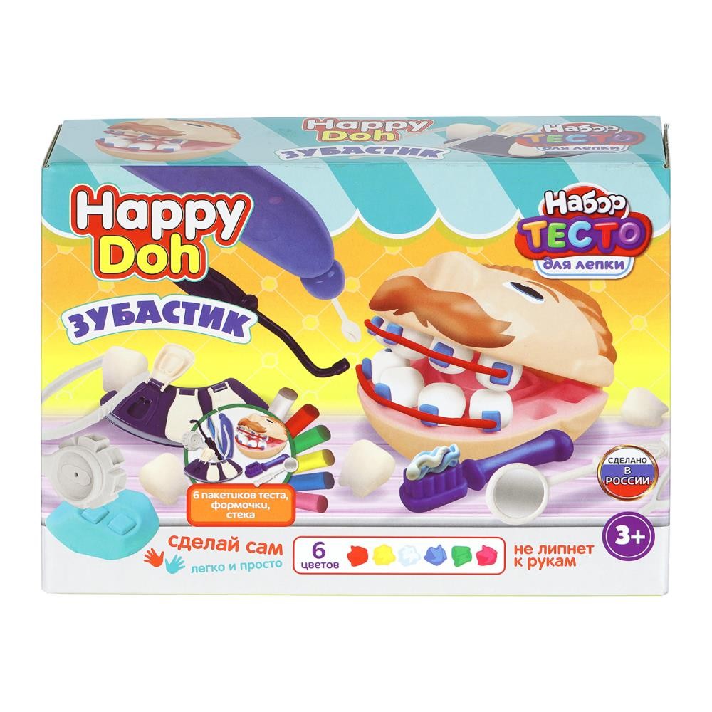 409520 Набор с тестом для лепки зубастик с брекетами, 24 см HAPPY DOH в кор.8шт Медведь Калуга
