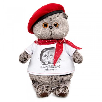 Кот Басик в футболке с принтом "Плюшевая революция" Медведь Калуга