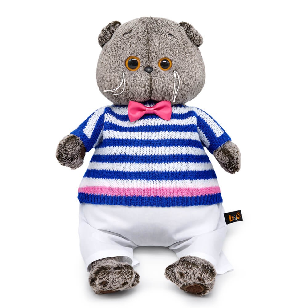 Кот Басик в полосатом свитере и брюках 22 см Медведь Калуга