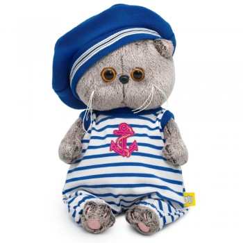 Кот Басик BABY в полосатом комбинезоне и берете 20 см Медведь Калуга