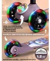 Самокат трёхколёсный ROCKET колёса световые PU, цвет коричневый Медведь Калуга
