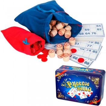 Лото Русское (жестяная коробка синяя) Медведь Калуга