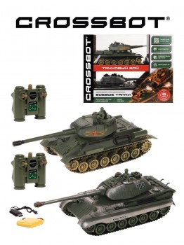 Танковый бой р/у 1:24 Т-34 (СССР) - KING TIGER (Германия), аккум Медведь Калуга