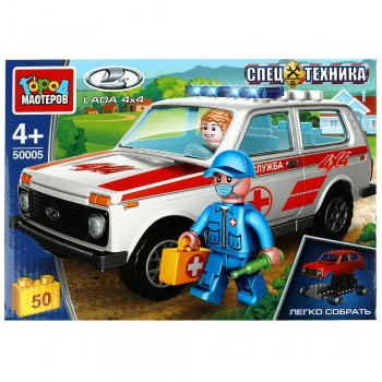 Конструктор LADA 4х4 СКОРАЯ ПОМОЩЬ, 50 дет. Медведь Калуга