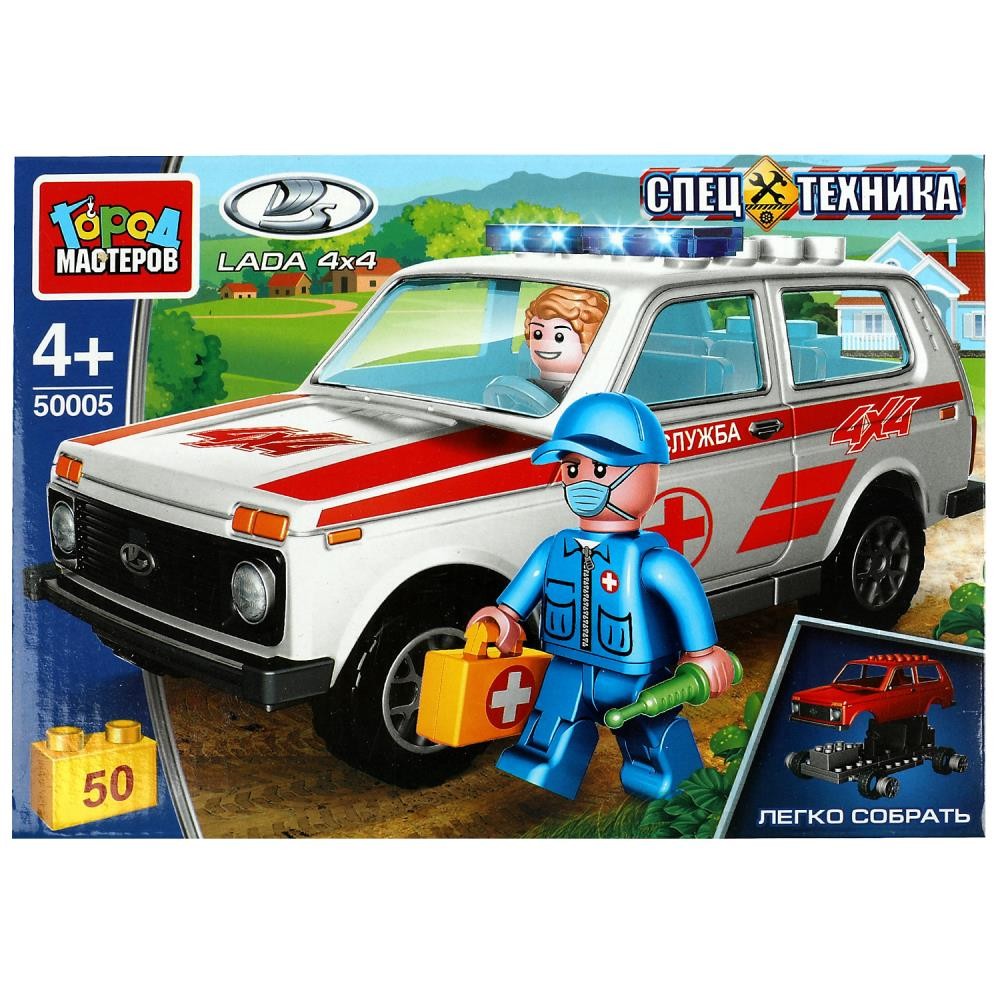Конструктор LADA 4х4 СКОРАЯ ПОМОЩЬ, 50 дет. Медведь Калуга