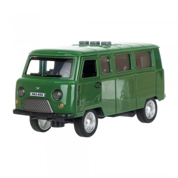 410366 Машина пластик свет-звук UAZ 452 16 см, инерц, зеленый, кор Медведь Калуга