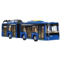 410817 Модель пластик свет-звук ЛИАЗ автобусы ТРОЛЛЕЙБУС 32,5см,двер,4 кн,син Медведь Калуга