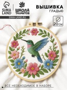 Вышивка гладью «Вдохновение природы», 20×20 см Медведь Калуга